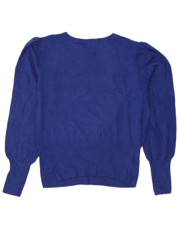 Marks & Spencer Damen Crop Pullover mit U-Boot-Ausschnitt, UK 14, Mittelblau