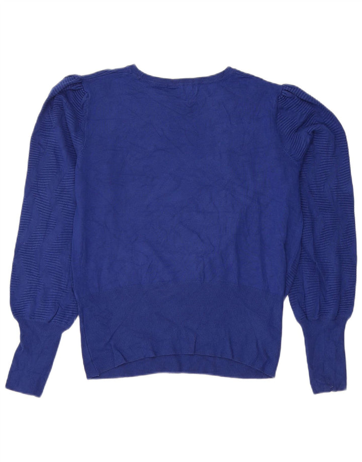 Marks & Spencer Damen Crop Pullover mit U-Boot-Ausschnitt, UK 14, Mittelblau