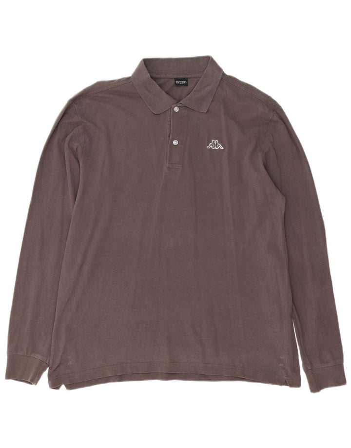 Kappa Herren Langarm-Poloshirt, große graue Baumwolle