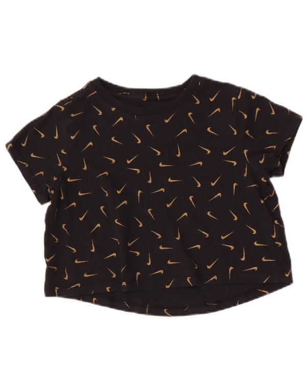 Nike Crop Graphic T-Shirt für Mädchen, 10–11 Jahre, mittelgroß, schwarz gepunktet, Baumwolle