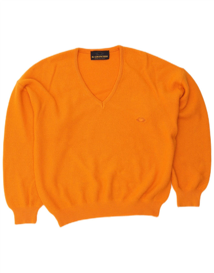 Il Granchio Herren-Pullover mit V-Ausschnitt in Mittelorange