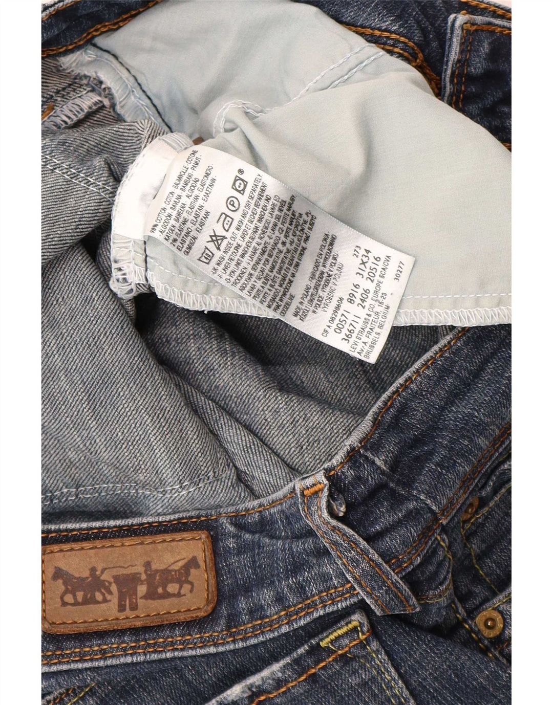 Levi's Herren 571 Slim Jeans W31 L34 Blaue Baumwolle