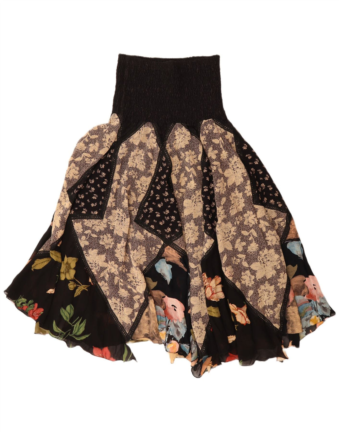 Vintage Damen Asymmetrischer Gypsy Rock W30 Medium Mehrfarbig Patchwork