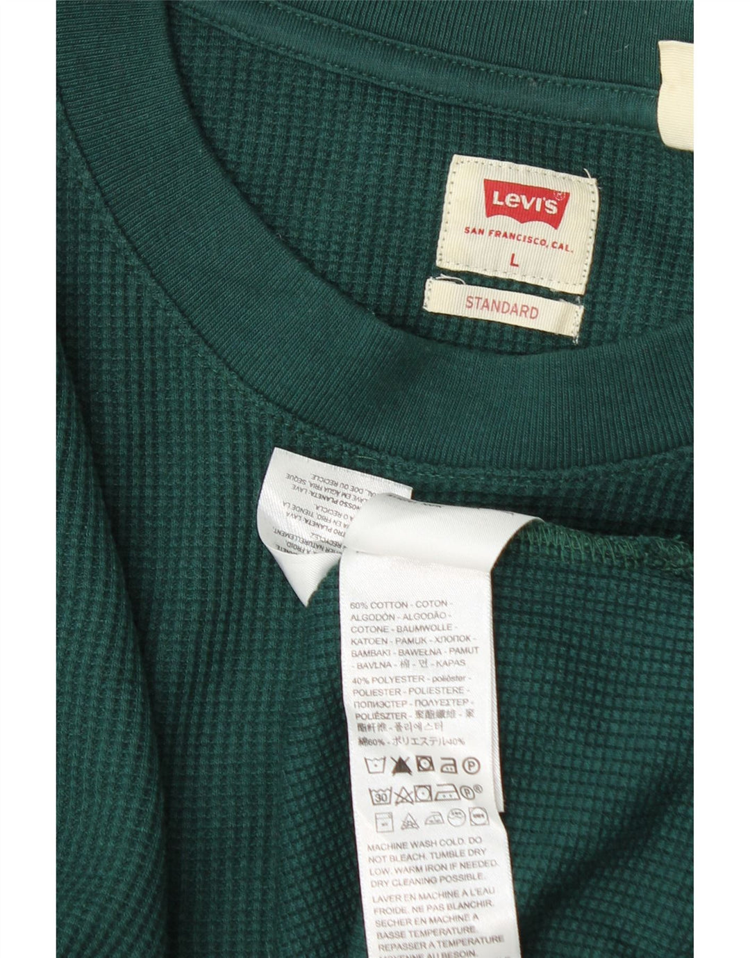 Levi's Herren Standard-Oberteil, langärmelig, groß, grüne Baumwolle