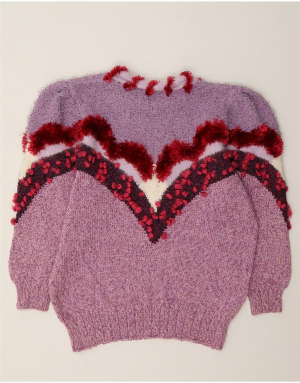Vintage Damen Rundhalspullover Pullover UK 14 Medium Purple Neuheit