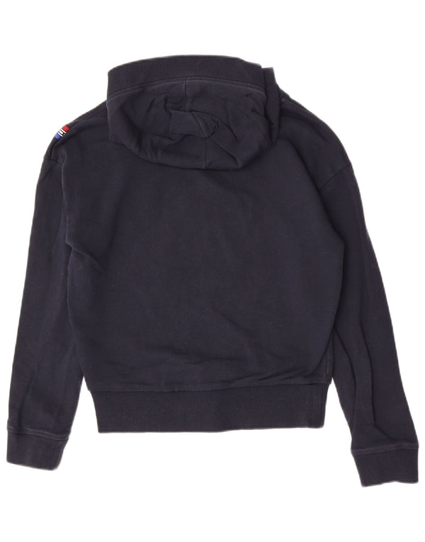 Tommy Hilfiger Damen-Pullover mit grafischem Kapuzenpullover, Gr. 10, Größe S, Marineblau, Baumwolle