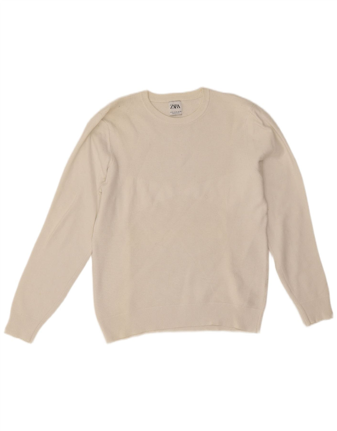 Zara Herren-Pullover mit Rundhalsausschnitt, mittelweiße Baumwolle
