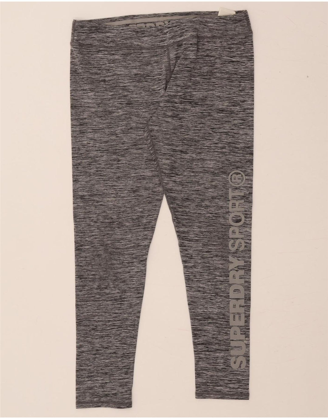 SUPERDRY Grafik-Leggings für Damen, UK 14, Größe L, grau meliert, Polyester