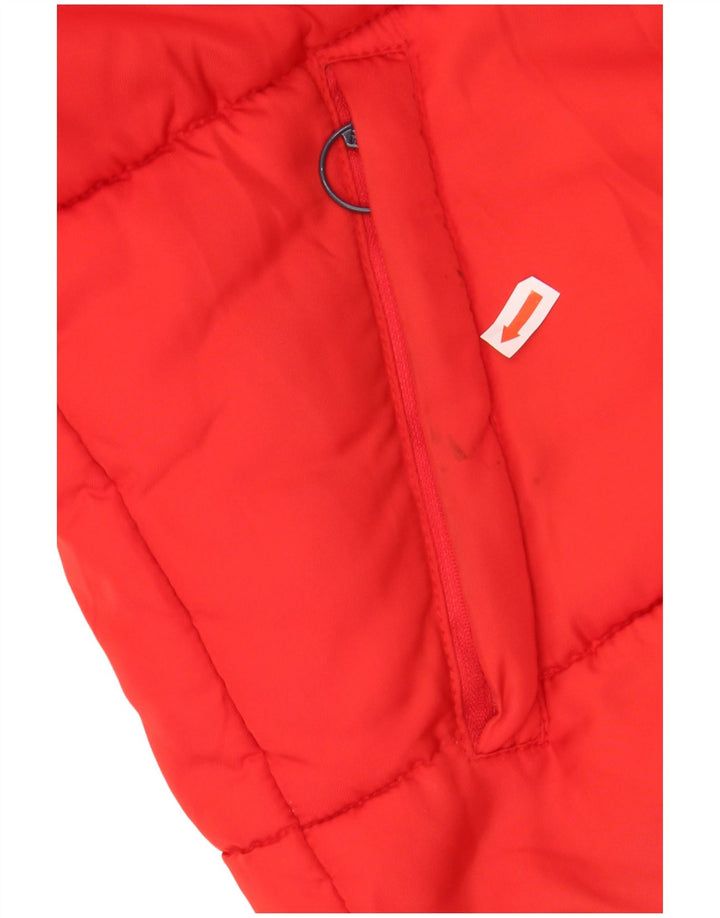 FILA Wattierte Herrenjacke mit grafischer Kapuze, UK 38, Mittelrot, Farbblock