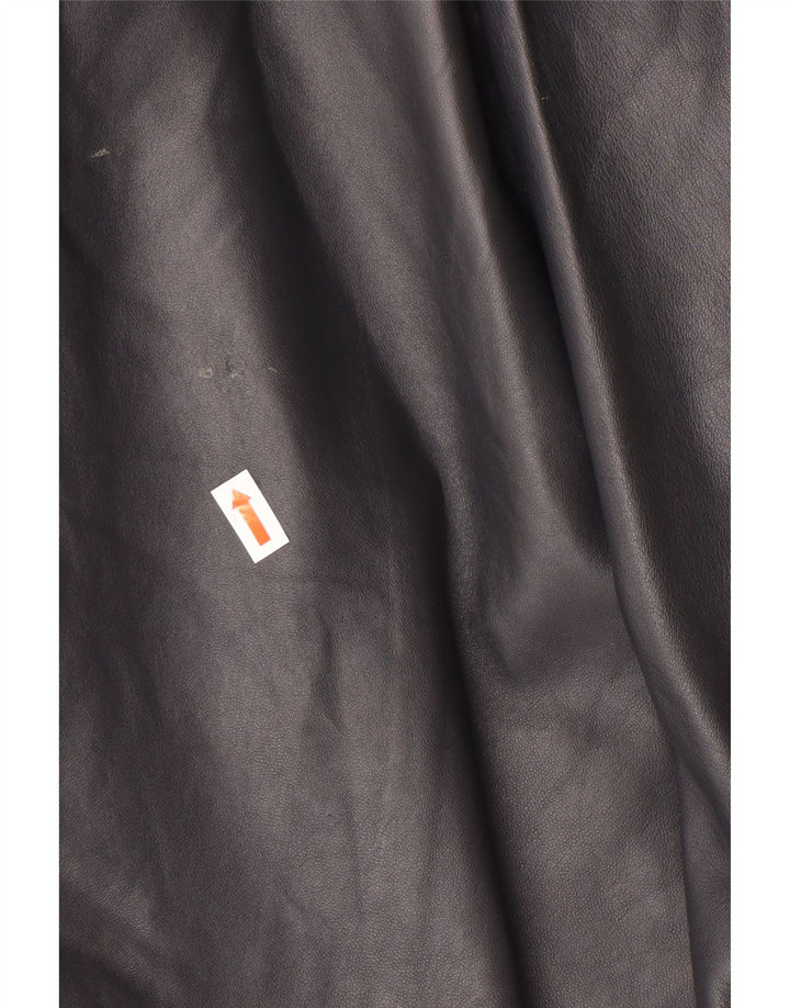 Vintage Damen Übergroßer Ledermantel IT 44 Medium Black Leather Classic