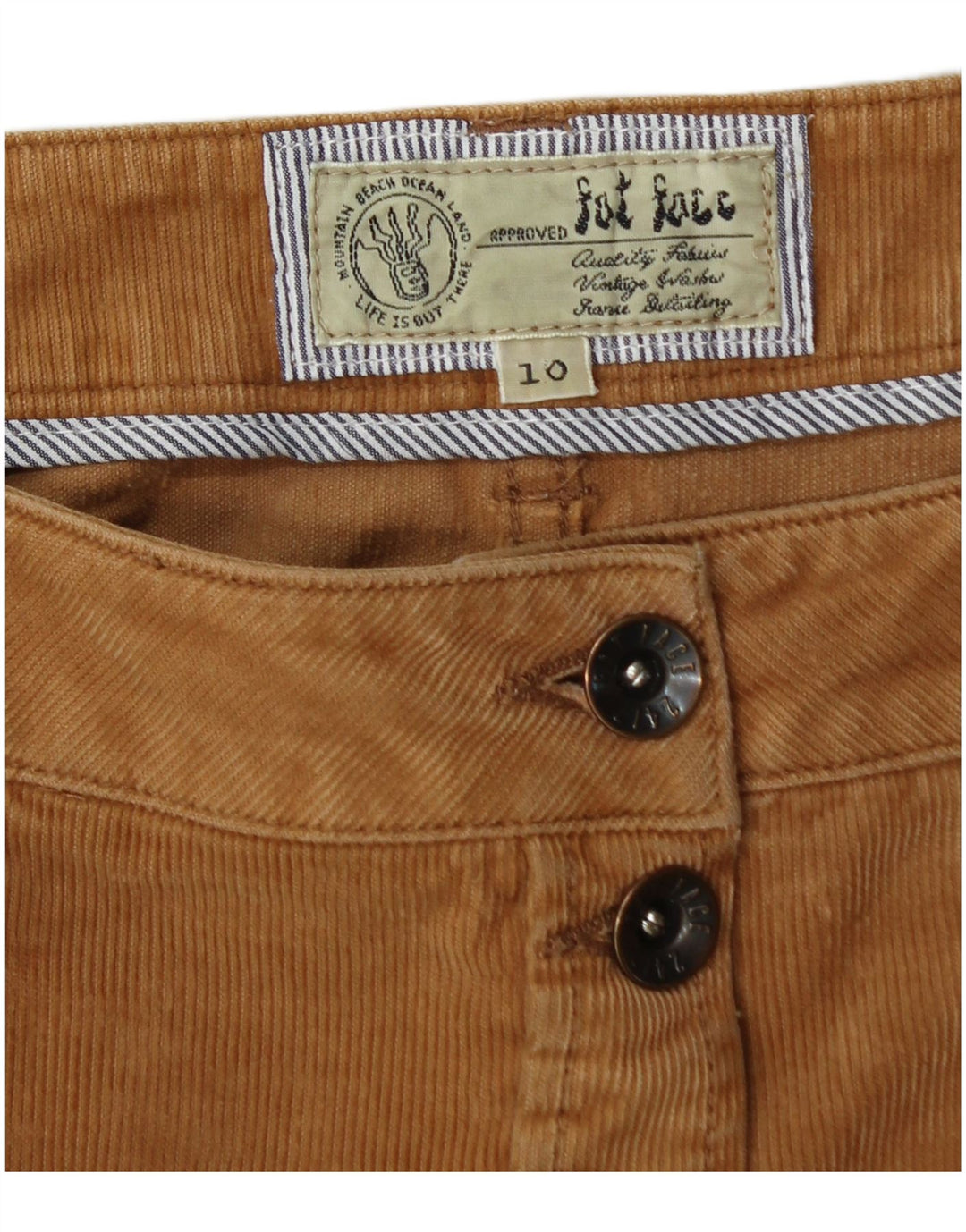 FAT FACE Damen Cordrock UK 10 Small W30 Beige Baumwolle