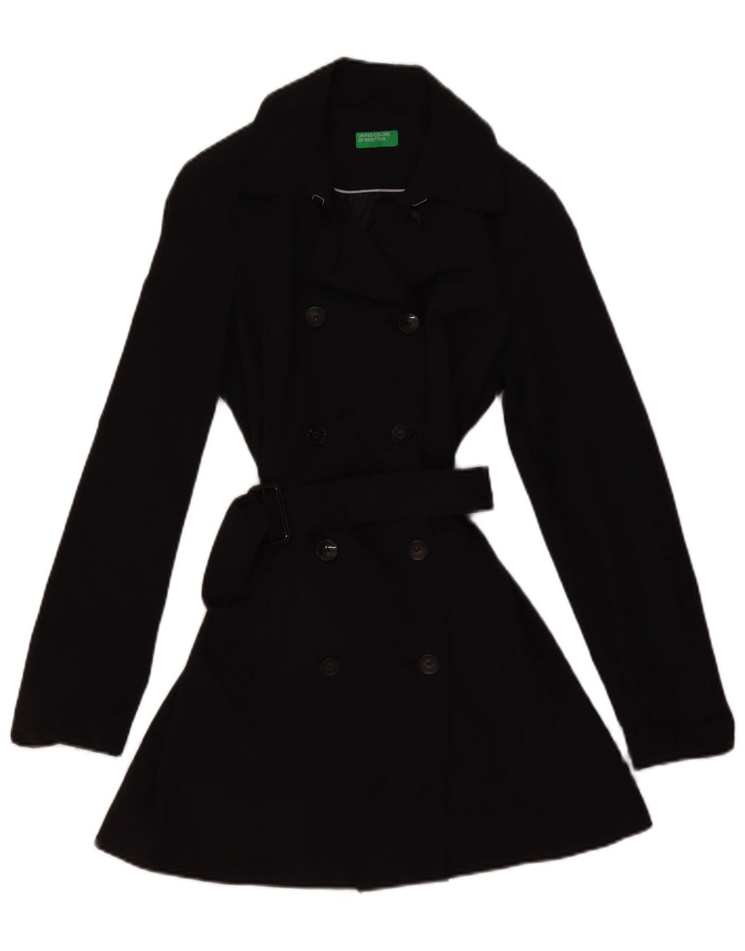 Benetton Damen Trenchcoat UK 12 Mittelschwarze Baumwolle