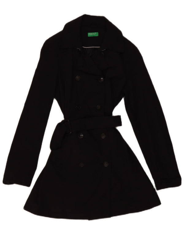 Benetton Damen Trenchcoat UK 12 Mittelschwarze Baumwolle
