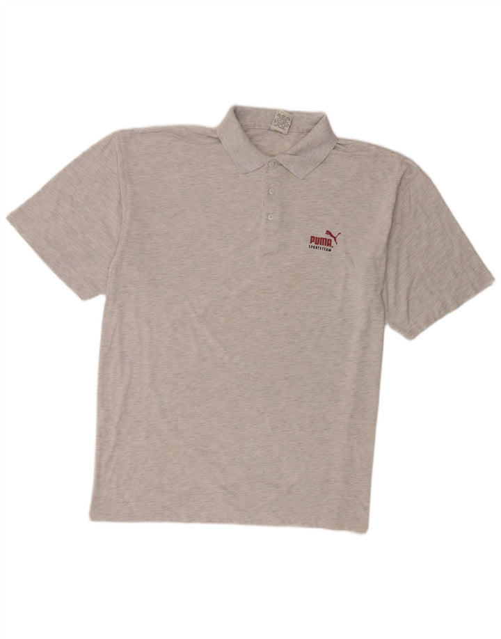 Puma Herren-Poloshirt, großes, grau meliertes Polyester
