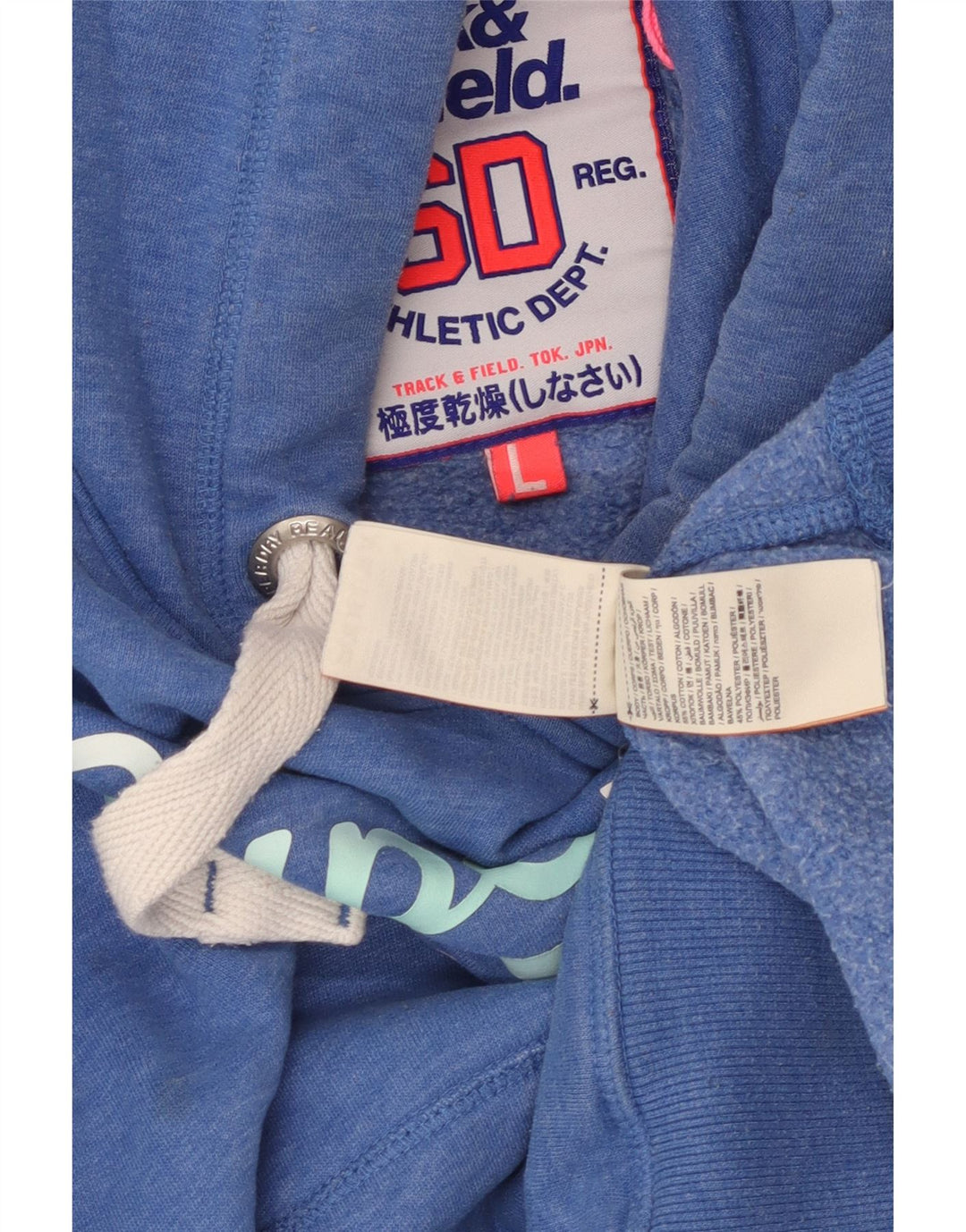 SUPERDRY Grafik-Hoodie-Pullover für Damen, UK 16, Größe L, blau meliert, Baumwolle