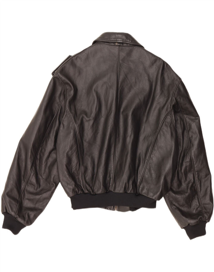 VINTAGE Herren Militärlederjacke IT 52 XL Schwarz