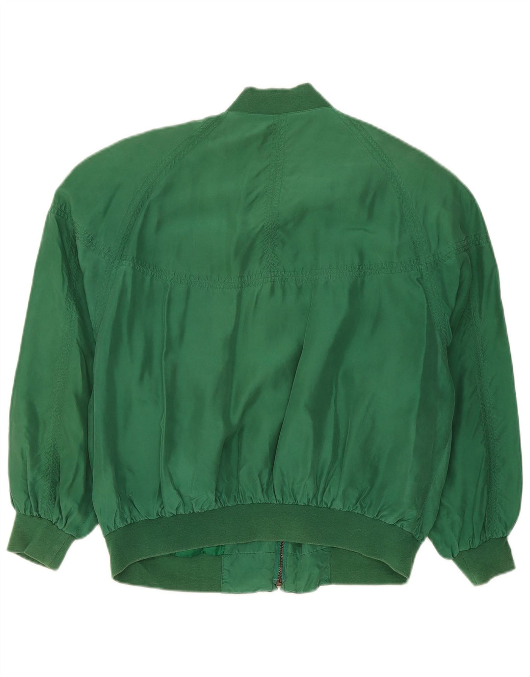 Vintage Herren Loose Fit Bomberjacke UK 36 Kleine grüne Seide
