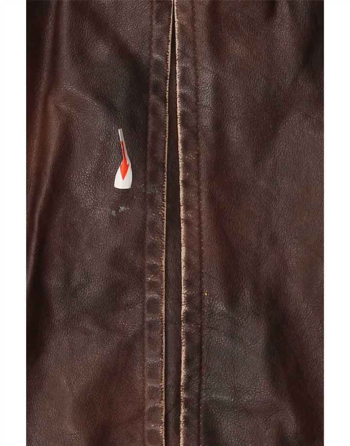 Vintage Herren Lederjacke UK 38 Mittelbraun Patchwork