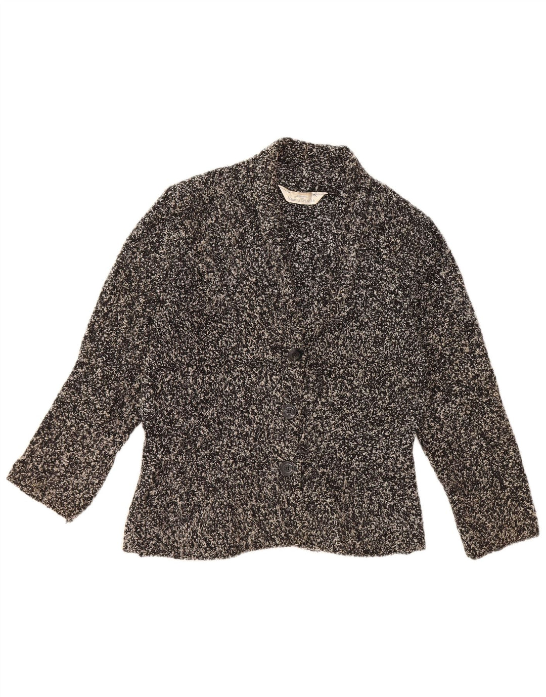 Marks & SPENCER Damen-Strickjacke, Gr. 12, mittelschwarz geflecktes Acryl