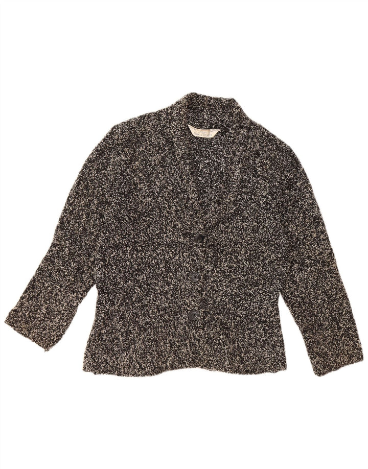Marks & SPENCER Damen-Strickjacke, Gr. 12, mittelschwarz geflecktes Acryl
