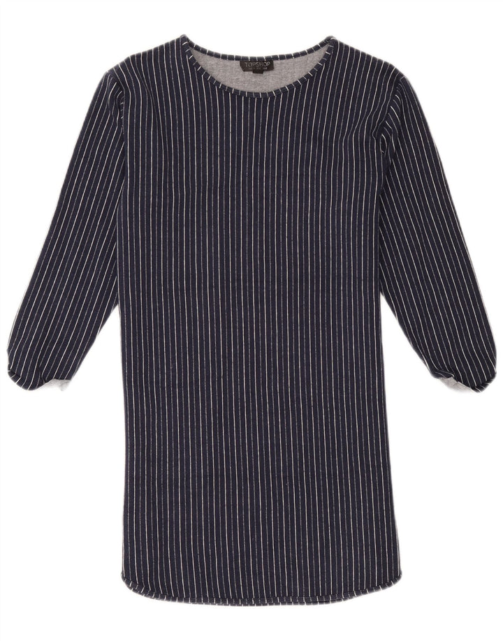 Topshop Damen-Etuikleid, UK 12, mittelmarineblau, gestreift, Baumwolle