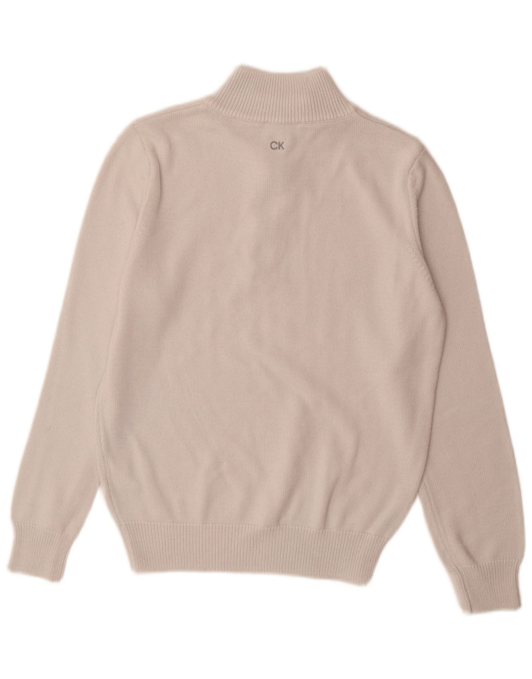 Calvin Klein Herren-Pullover mit Reißverschluss, Größe S, weiße Baumwolle