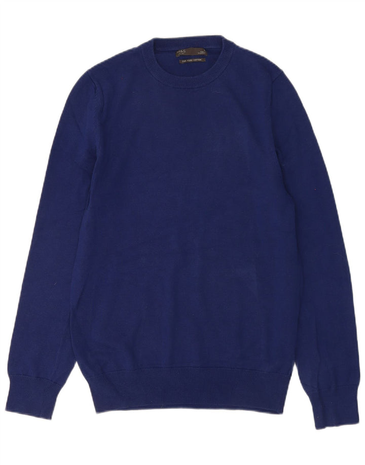 Marks & Spencer Herren-Pullover mit Rundhalsausschnitt, Größe S, blau, Baumwolle