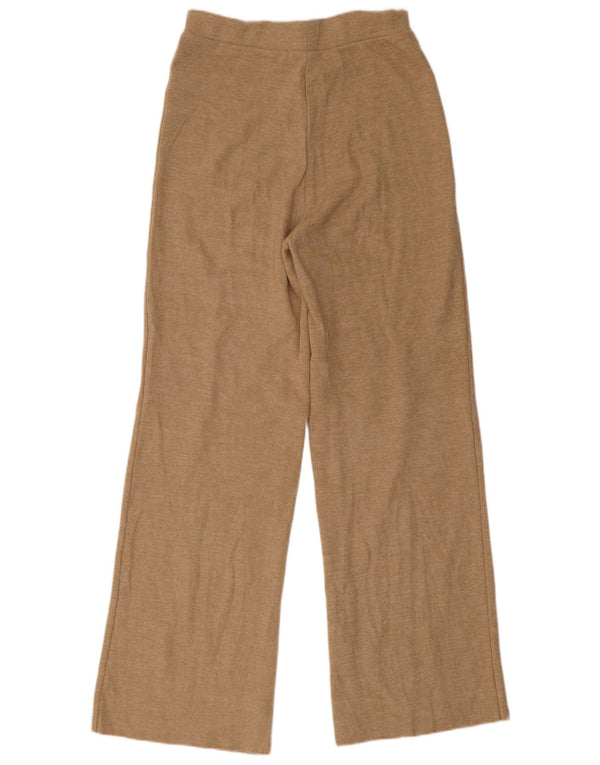 Zara Damen Flare-Trainingshose UK 10 Small Beige Baumwolle