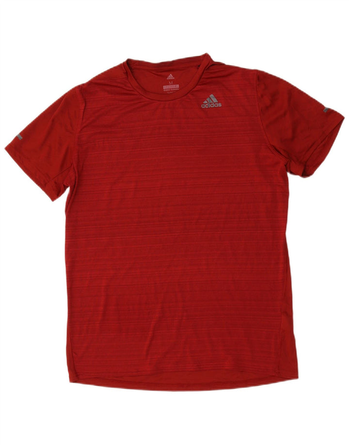 Adidas Herren Climalite T-Shirt Top Mittelrot gestreift Polyester