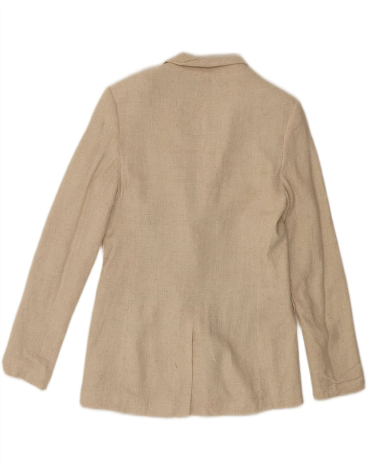 TOPSHOP Womens Double Breasted Blazer Jacket UK 8 Small Beige Viscose Vintage Topshop and Second-Hand Topshop from Messina Hembry 