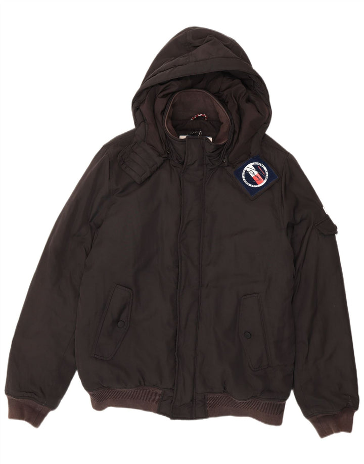 Tommy Hilfiger Herren-Bomberjacke mit Kapuze, UK 42, XL, Schwarz, Polyester