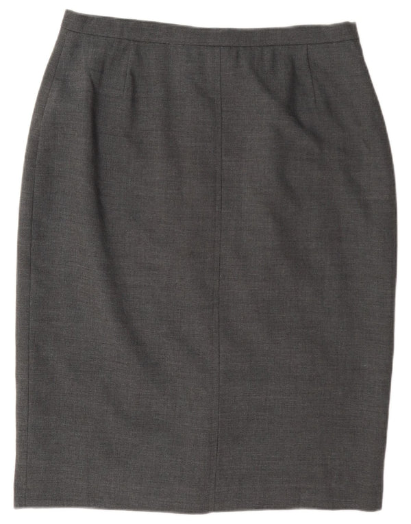 Laura Ashley Damen Bleistiftrock UK 14 Large W32 Graue Wolle