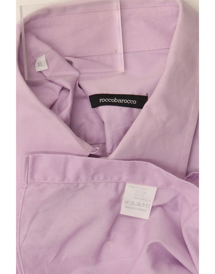 Roccobarocco Herrenhemd XL Lila Baumwolle