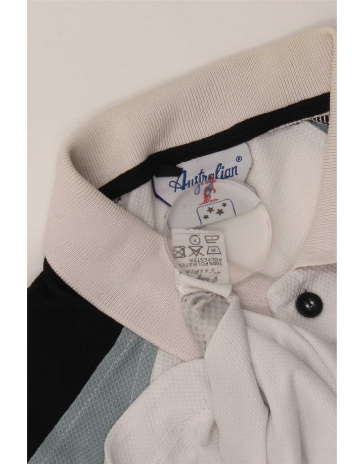 AUSTRALIAN L'ALPINA Herren-Poloshirt, groß, weißes Farbblock-Polyester