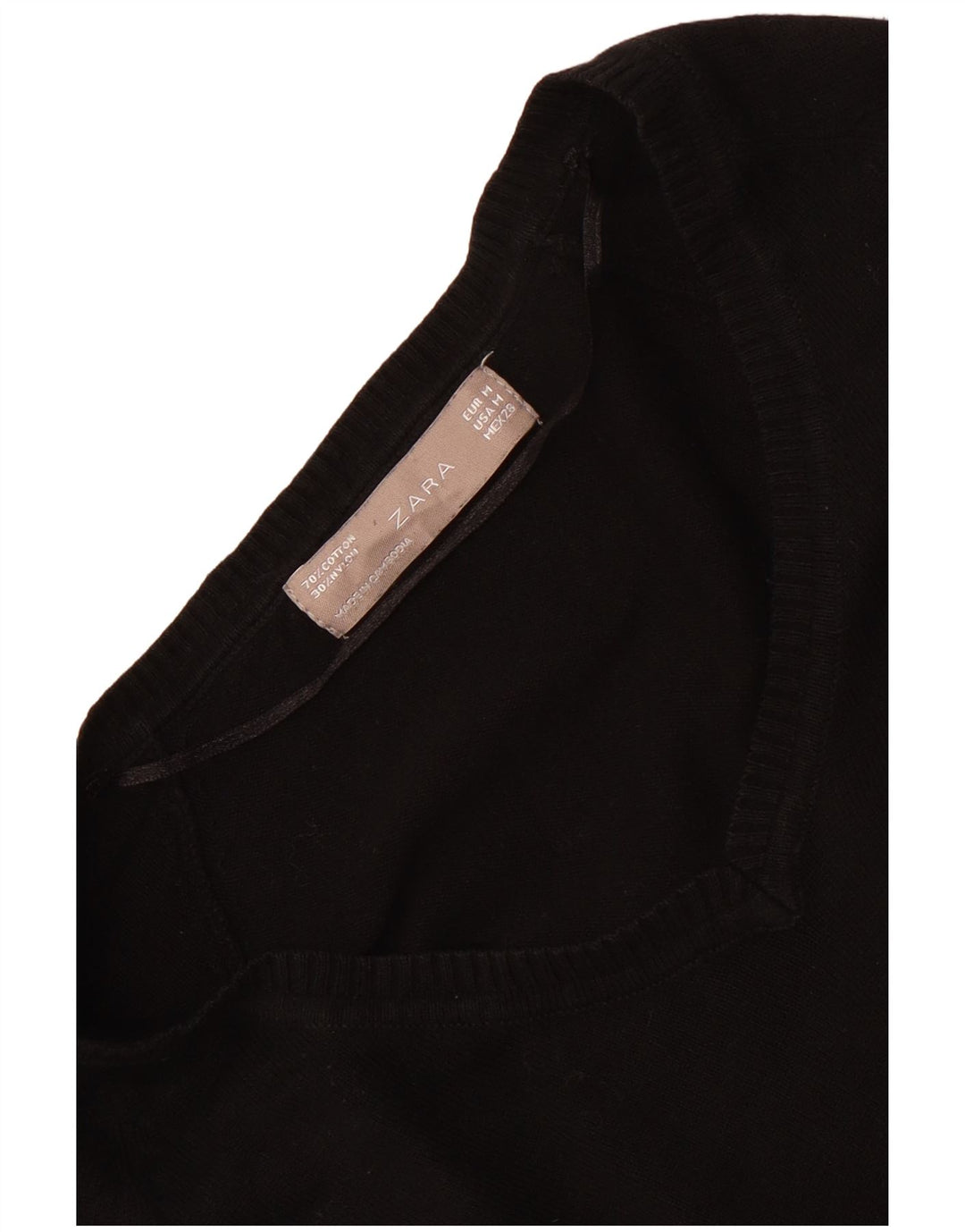 Zara Damen-Pullover mit V-Ausschnitt, UK 12, mittelschwarz, Baumwolle