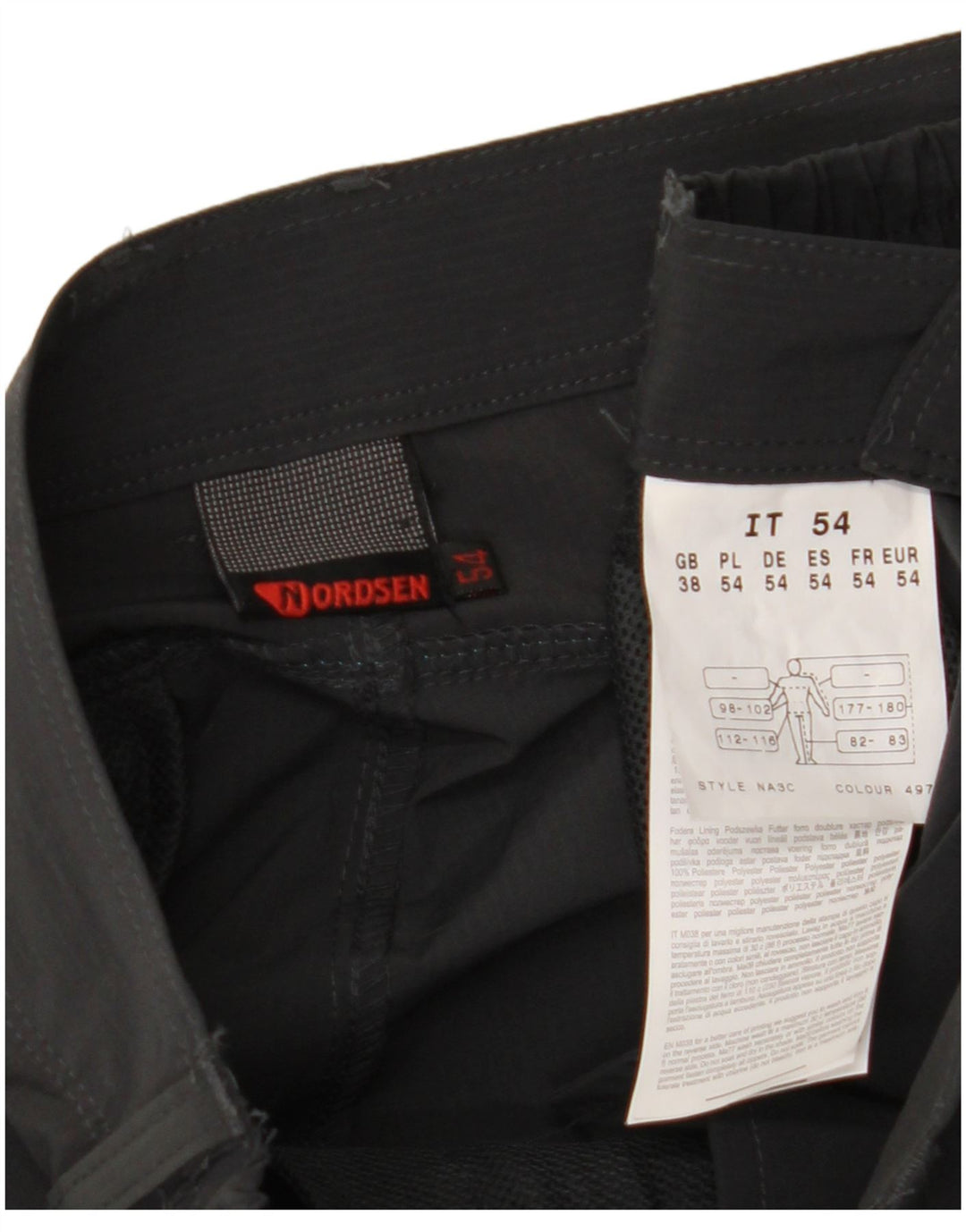 NORDSEN Herren gerade Chinohose IT 54 2XL W38 L28 Grau Polyamid