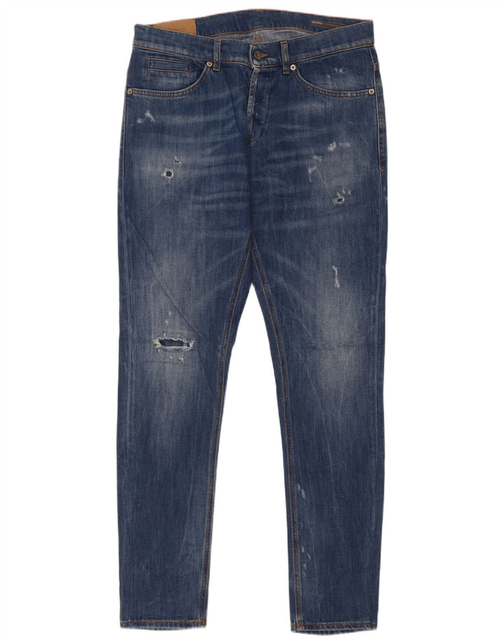 Dondup Herren Distressed Slim Jeans W35 L33 Blaue Baumwolle