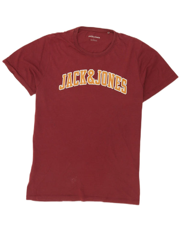 Jack & Jones Herren-T-Shirt mit Grafik, Größe L, Burgunderrot, Baumwolle