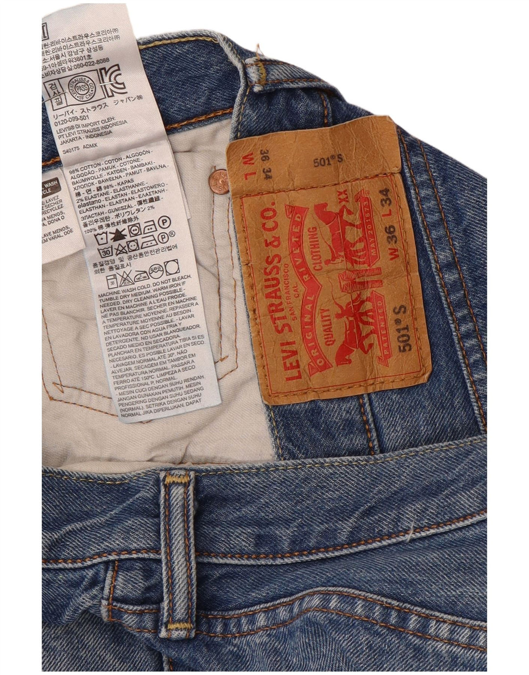 Levi's Herren 501 Straight Jeans W36 L34 Blaue Baumwolle