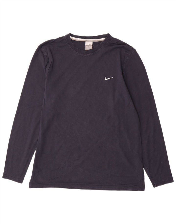 NIKE Herren-Top, langärmlig, UK 39/41, mittelmarineblaue Baumwolle