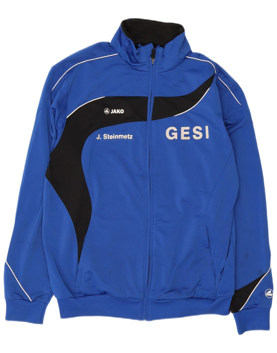 Jako Herren-Trainingsanzugoberteil mit Grafik, Mittelblaues Farbblock-Polyester