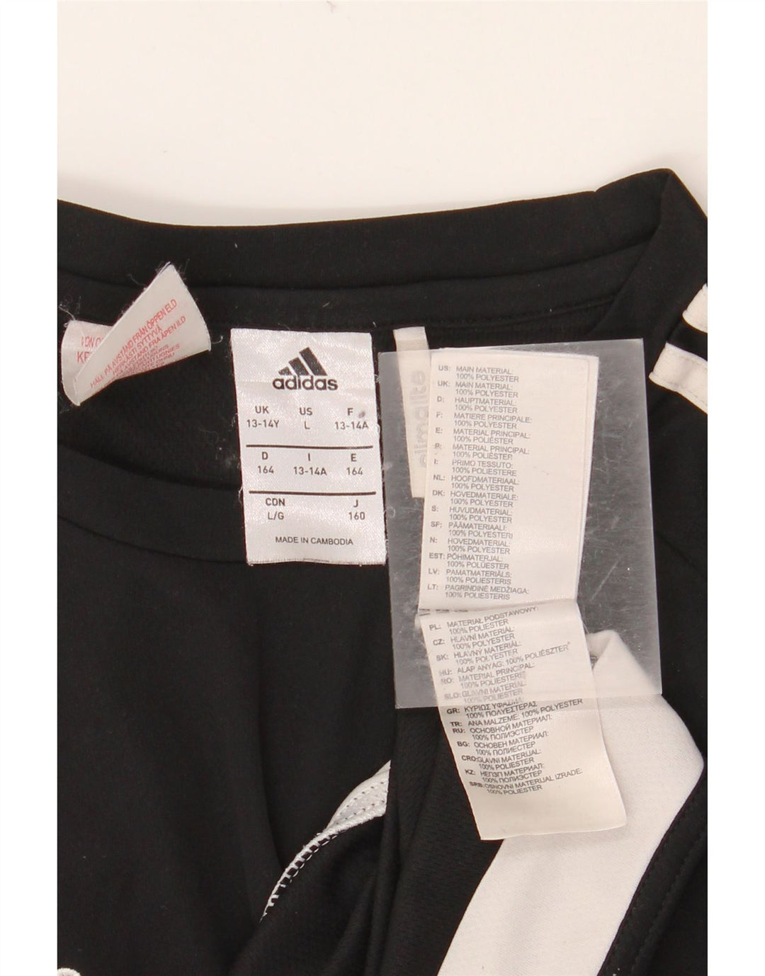 ADIDAS Climalite T-Shirt für Jungen, 13–14 Jahre, schwarzes Colourblock-Polyester
