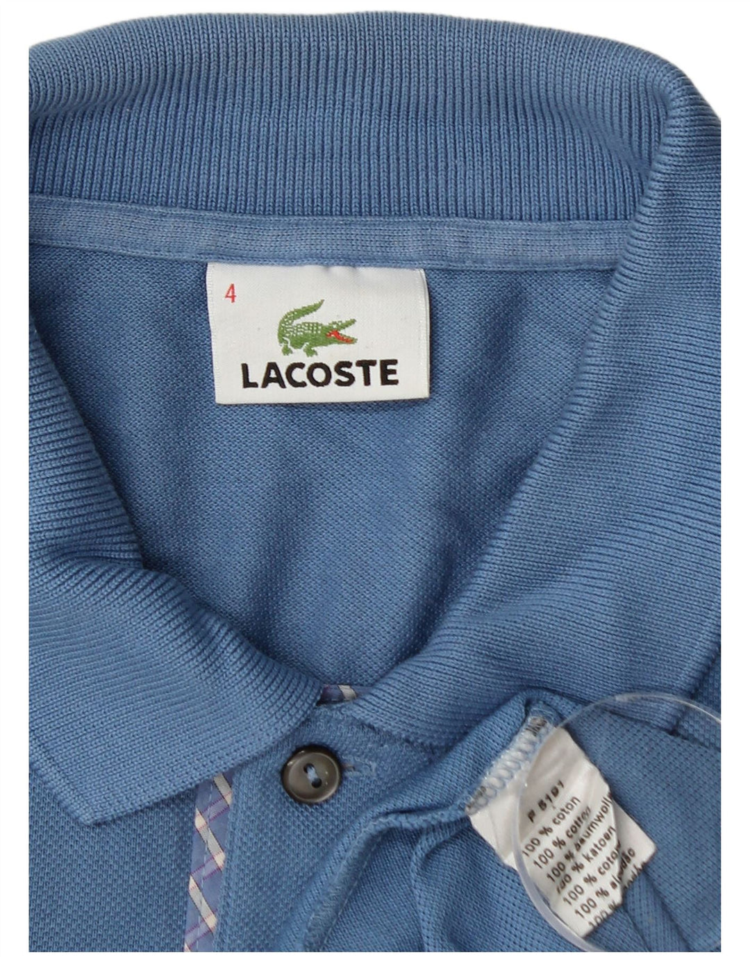 Lacoste Herren-Poloshirt, Größe 4, mittelblaue Baumwolle