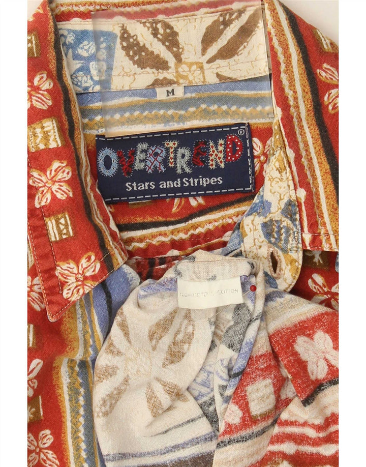 Vintage Herren Kurzarmhemd Medium Mehrfarbig Patchwork Baumwolle
