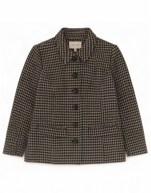 Kew Damen-Blazer mit 6 Knöpfen und 3/4-Ärmeln, UK 14, Mittelgrün mit Hahnentrittmuster