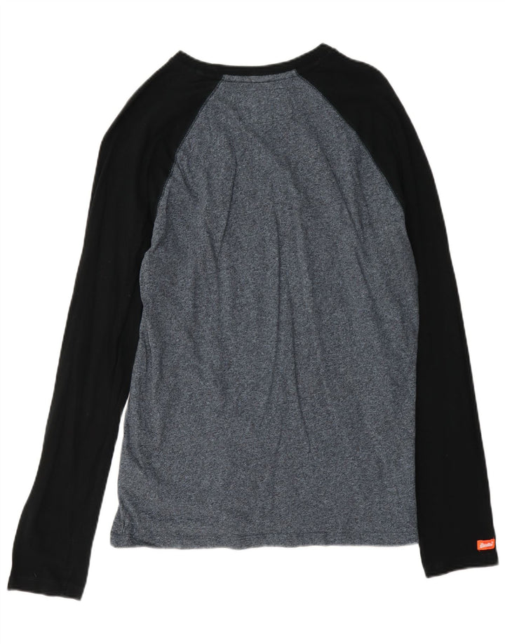 Superdry Herren-Oberteil aus Baumwolle mit langen Ärmeln, mittelmarineblau meliert