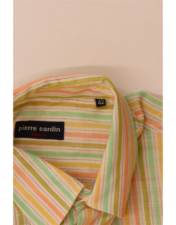 Pierre Cardin Herren-Kurzarmhemd, Größe 42, groß, mehrfarbig gestreift