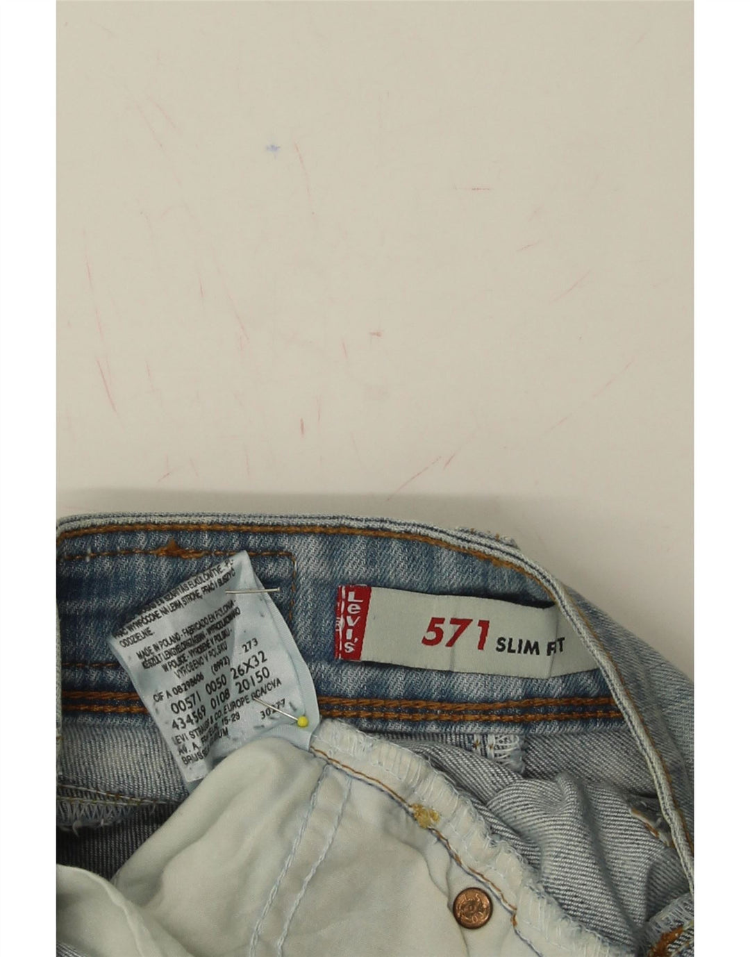 LEVI'S Womens 571 Slim Jeans W26 L32 Blue Cotton Vintage Levi's and Second-Hand Levi's from Messina Hembry 