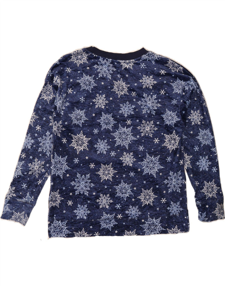 NAUTICA Womens Oversized Top Long Sleeve UK 10 Small Navy Blue Fair Isle Vintage Nautica and Second-Hand Nautica from Messina Hembry 