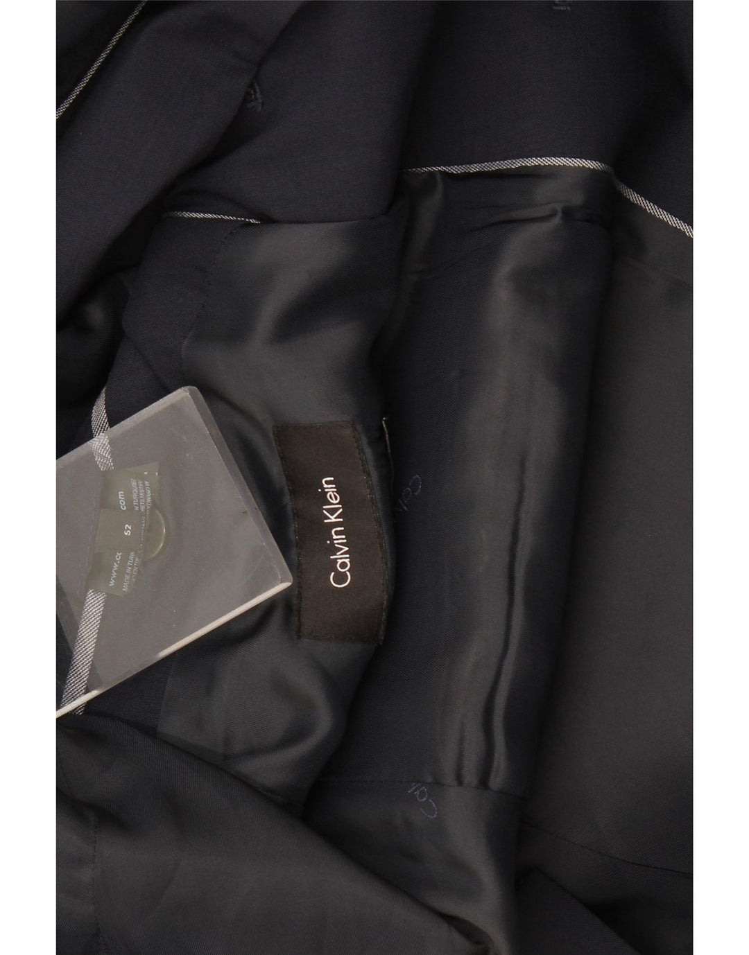 Calvin Klein Herren 2-Knopf-Blazerjacke IT 52 XL Marineblaue Schurwolle